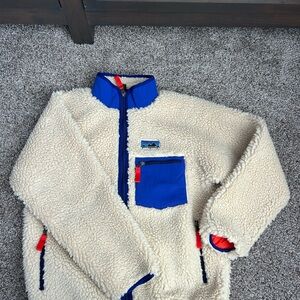 Patagonia Fleece Jacket in Cream and Blue